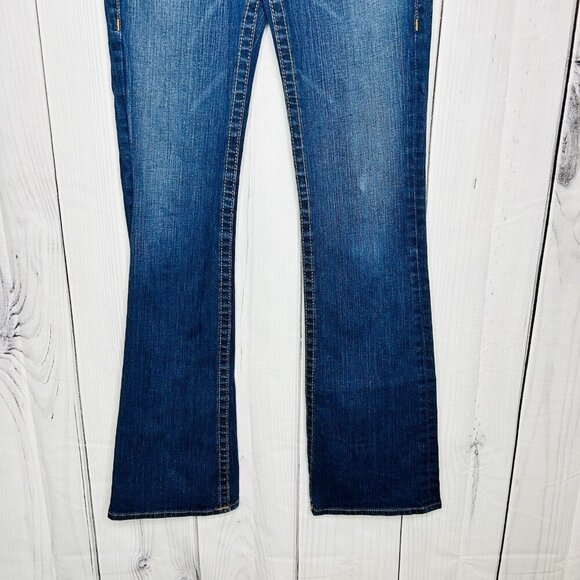 True Religion Becky Bootcut Jeans Size 28x33 Flap Pocket Rhinestone Buttons - Picture 3 of 12